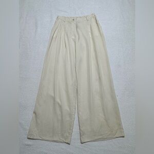 Summum Size EU38 US M Ivory Tencel High Rise Wide Leg Palazzo Pants 31” ins